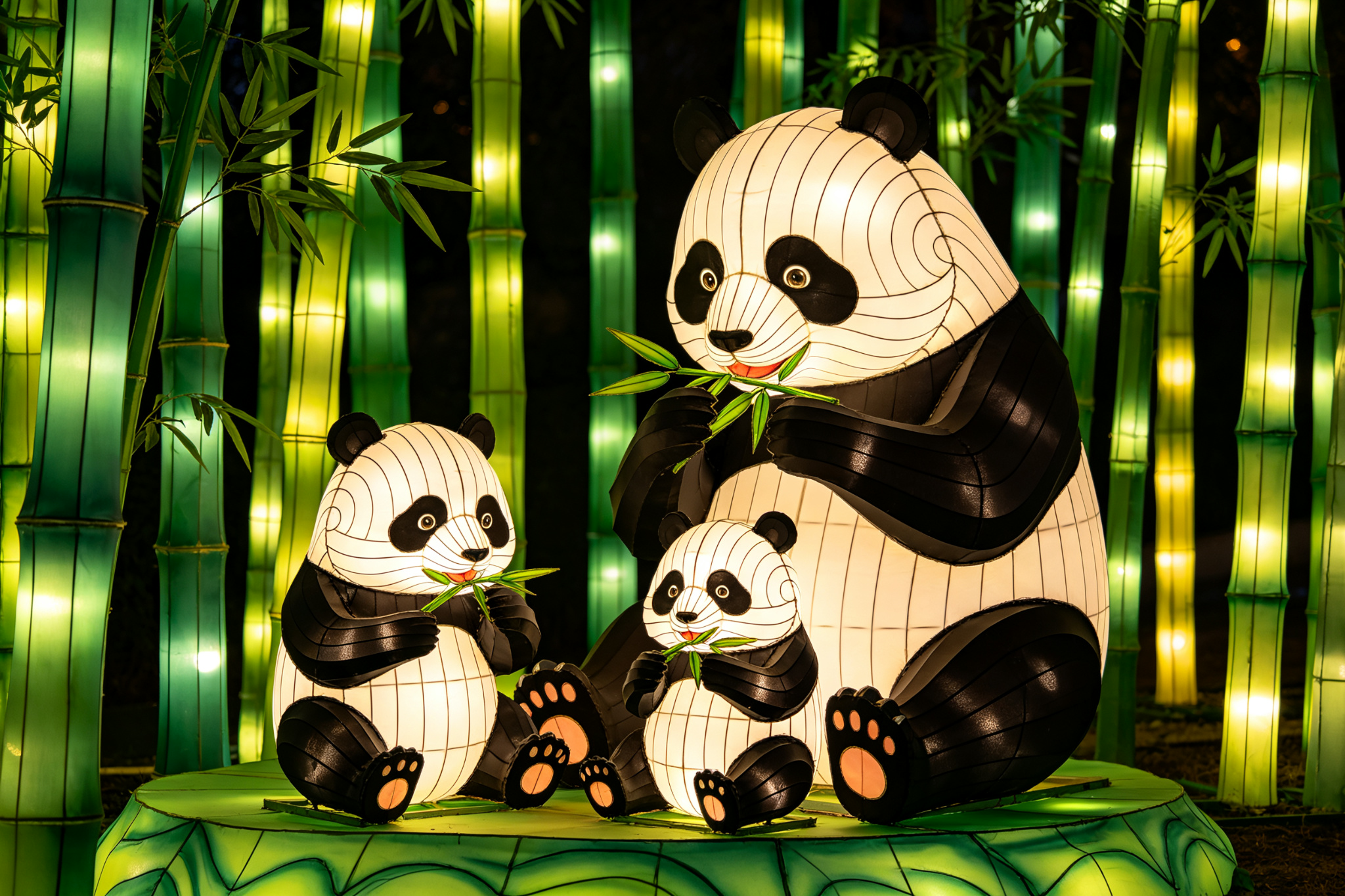 Giant Panda Lantern Family