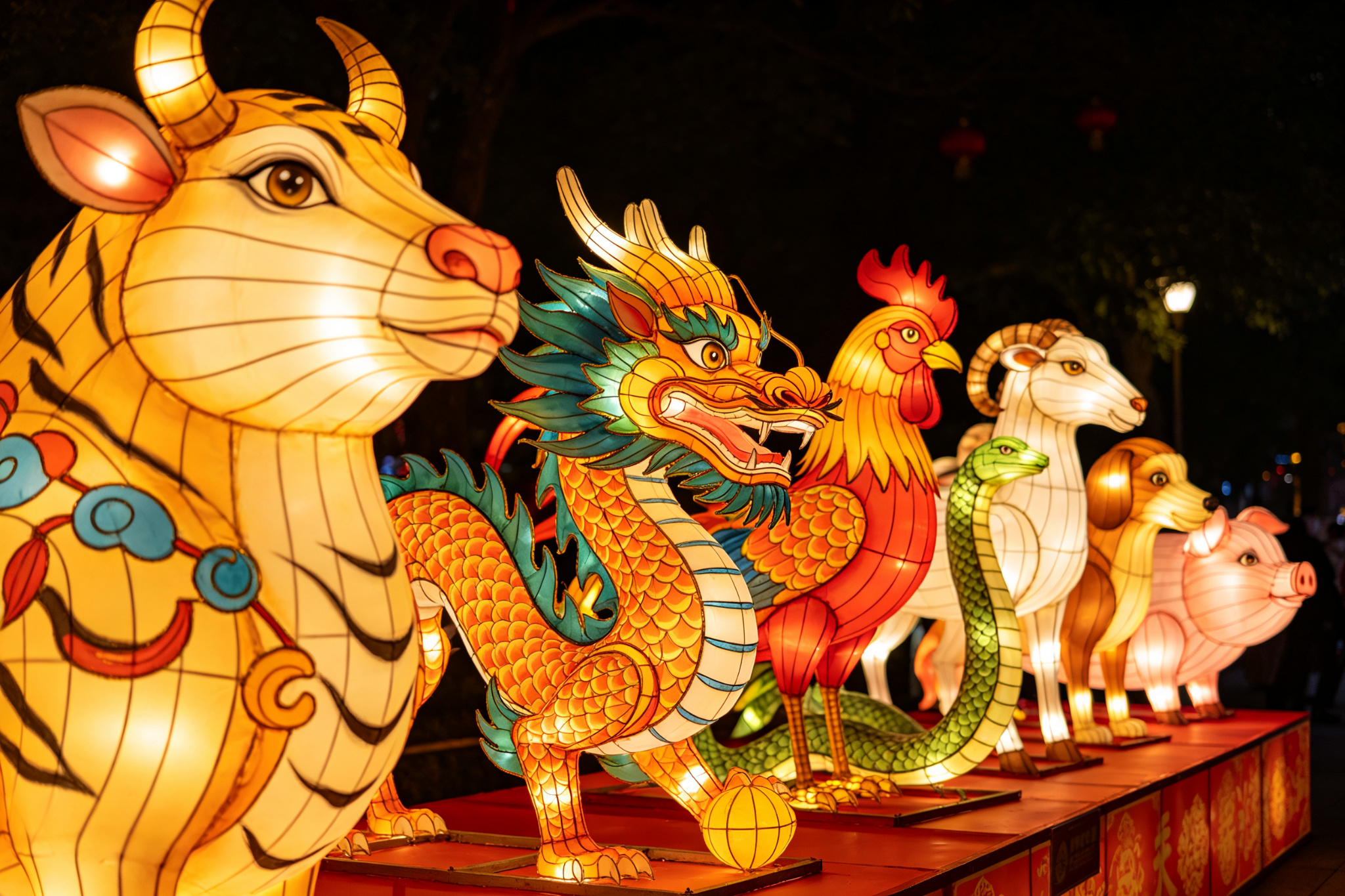 Chinese Zodiac Animal Lantern Set